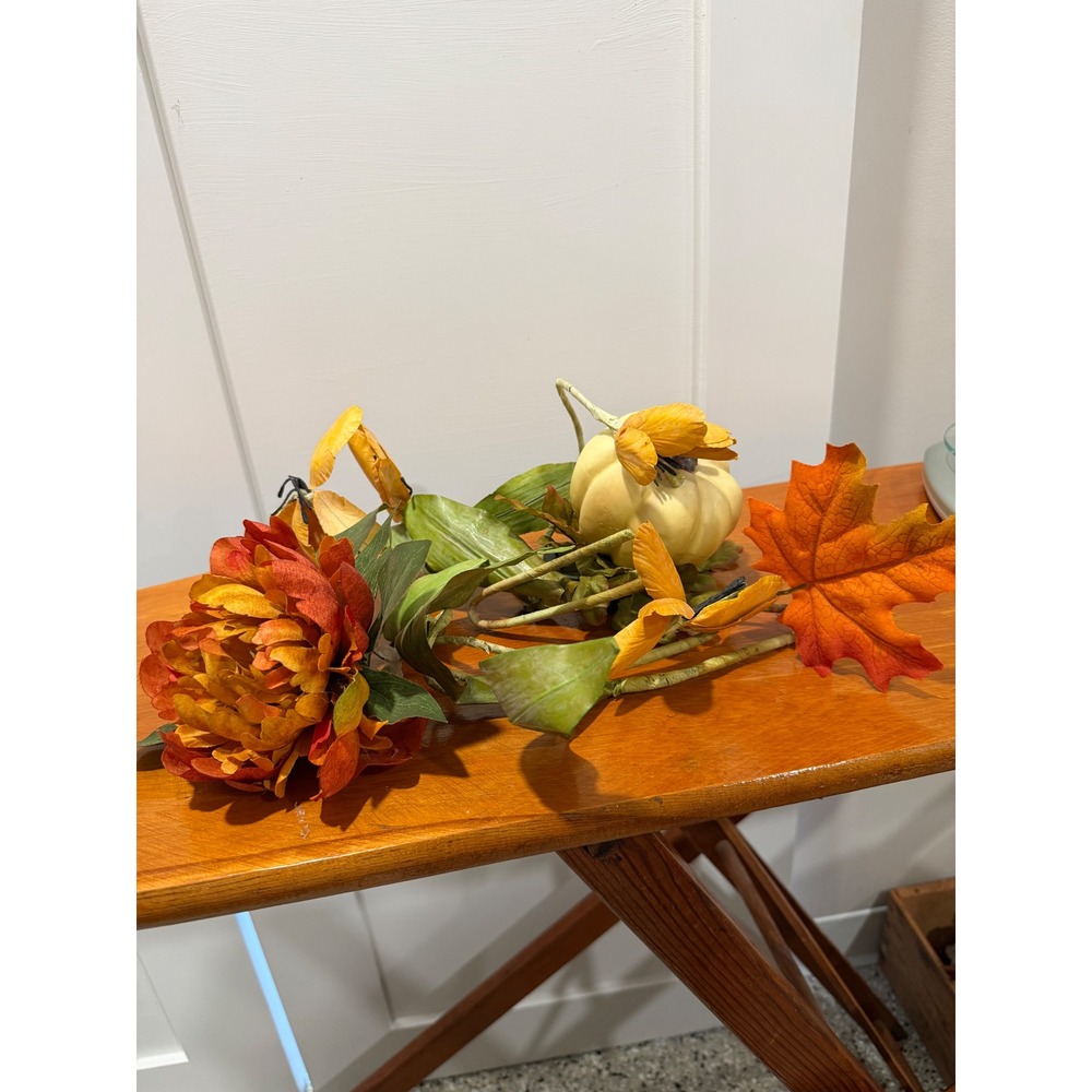 Artificial Fall Floral Set Orange Peony Cream Pumpkin Yellow Blossom Vine Decor
